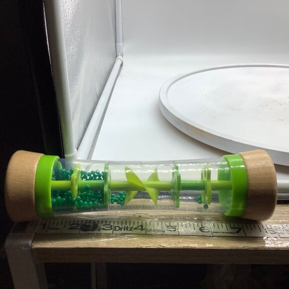 Hape Wooden Beaded Rainmaker Toddler Toy Green Sensory Development Raindrops 8" - Picture 7 of 7